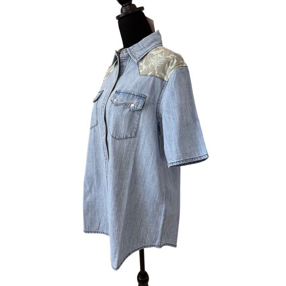 NWT Sandrine Rose X FREE PEOPLE Women's Western Denim Button Down Shirt Size M - Picture 3 of 6